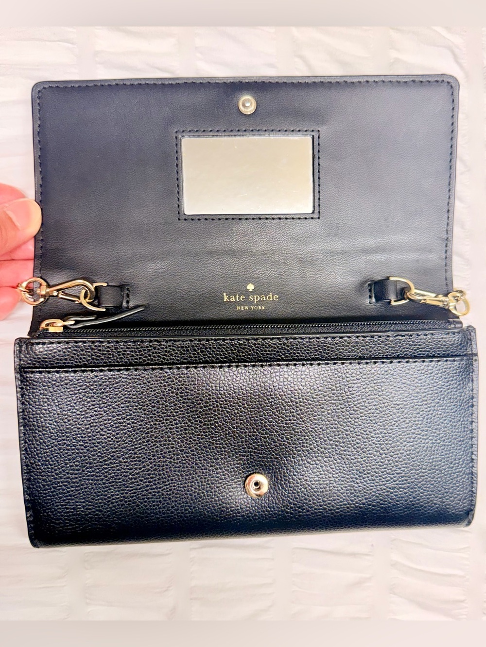 Kate Spade Black Glitter Chain Clutch with Gold Chain - Picture 3 of 5